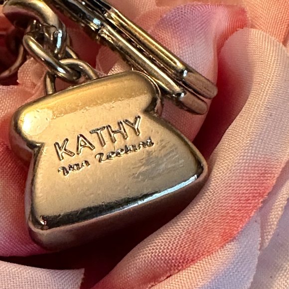 Kathy Van Zeeland Signature Bag/Heart/Keys Bag Charm Key Chain Silver Toned - Picture 11 of 14